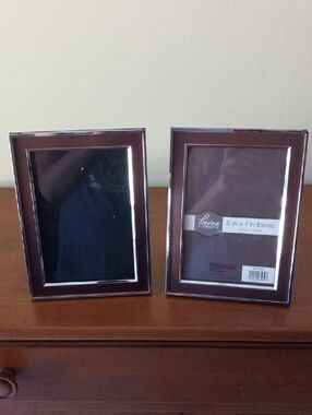 5x7 Modern Brown Silver Tone Photo Frame Set Of 2